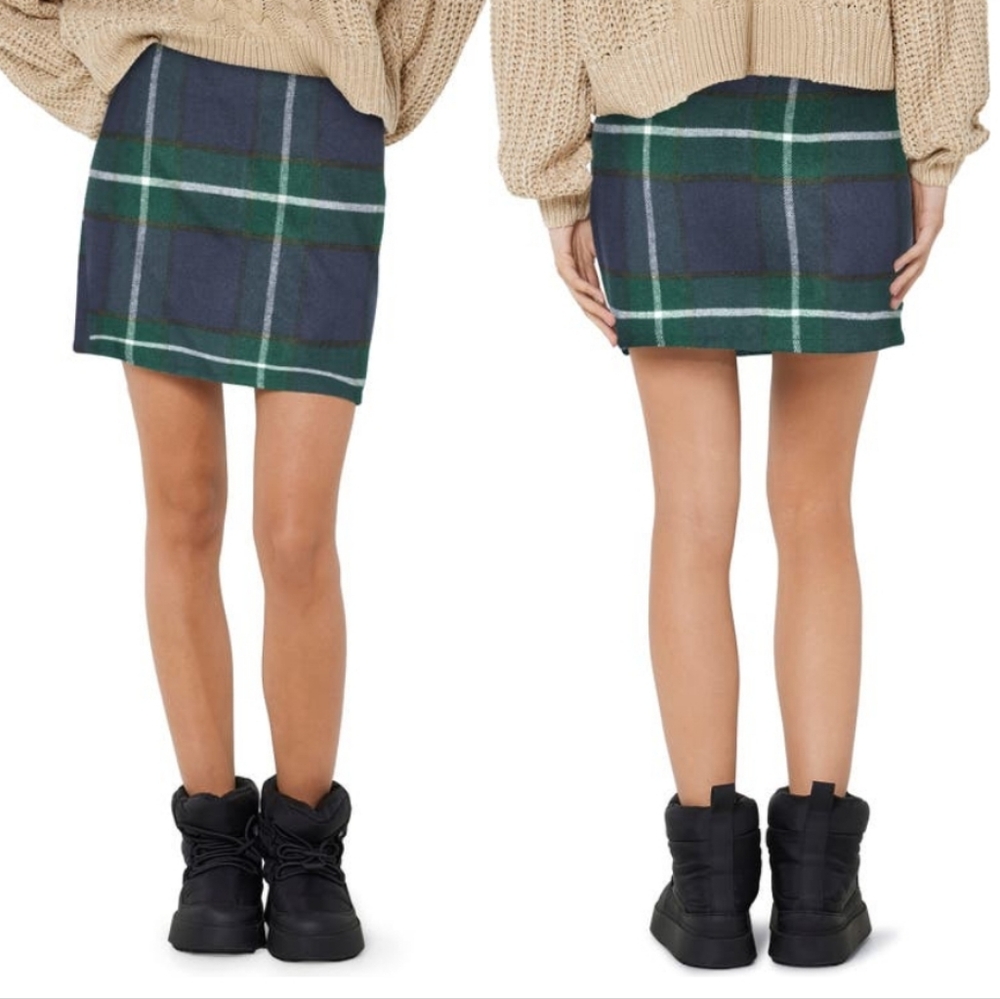 Flannel High Waist Plaid Skirt